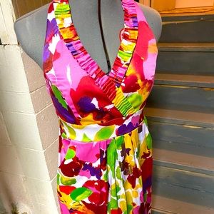 Halter Floral Satin Dress